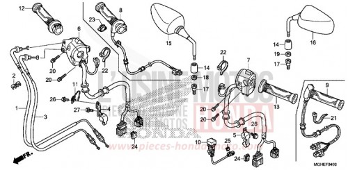 SWITCH/CABLE/MIRROR (VFR1200X/XA/XL) VFR1200XE de 2014